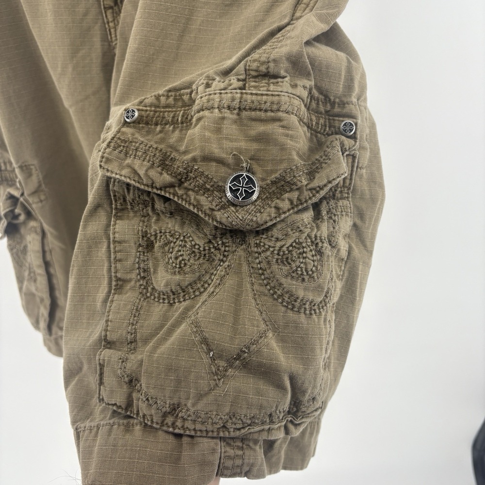 Affliction Black Premium Cargo Shorts Brown Ripstop Y2K Grunge Utility Men 38 - Picture 7 of 13